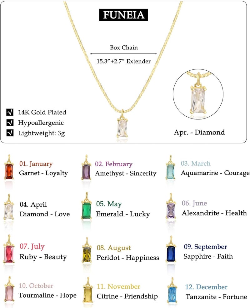 FUNEIA Diamond Necklaces for Women 14K Gold Plated Emerald Birthstone Necklace for Women Mothers Dainty Gold Necklace Blue Green Cubic Zirconia Pendant Necklace Birthday Gifts for Women Jewelry - Image 5